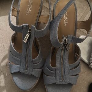Michael Kors Denim Zipper Wedges